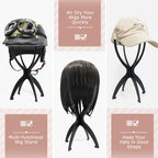 Wig Head Stand for Travel, Wig Drying Stand, Black, 2 Packs | Easy Assembly, Fast Air Drying, Travel Portable, Shape Retention, Versatile Display