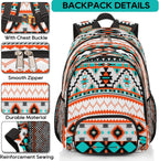 Aztec Print School Backpacks for Girls Boys Teens Students - Stylish College Schoolbag Book Bag - Water Resistant Travel Backpacks for Women Men