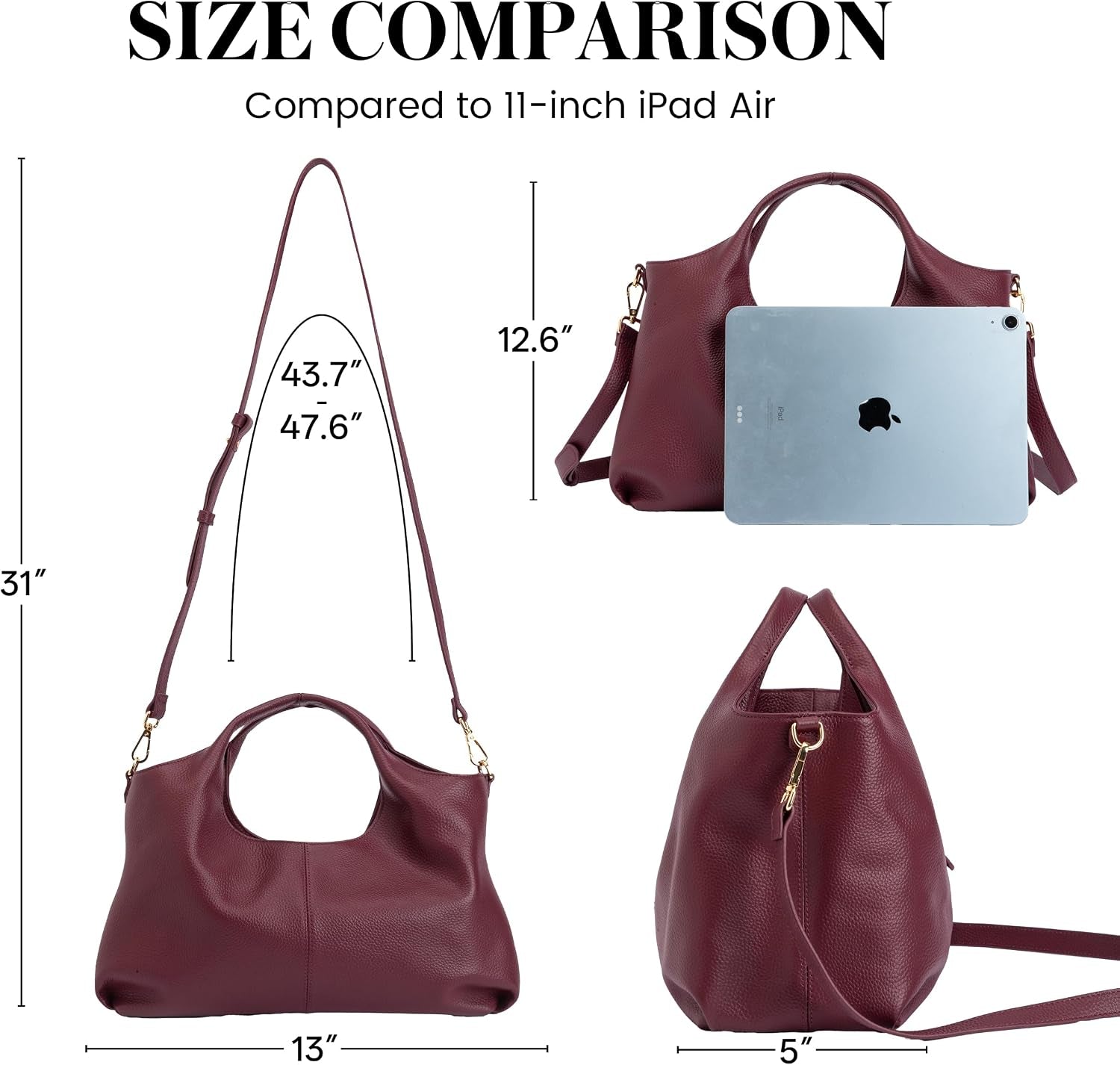 Crossbody Handbags Cow Leather Satchel Handbags for Women Top-Handle Shoulder Tote Purses
