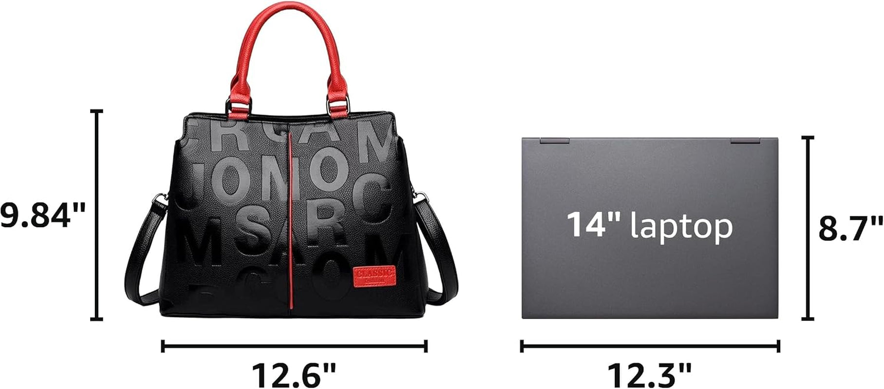 Fashion Leather Black with Red Handbags Medium for Women Luxury Shoulder Bag Tote Top-Handle Satchel Purses for Ladies