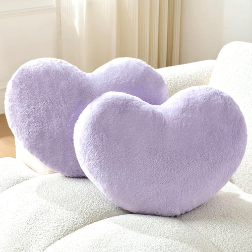 2PCS Throw Pillows Heart Pillow Home Decor Decorative Couch Pillows Bed Pillows Outdoor Pillows Valentine Gift,Purple 13"*19"