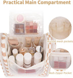 Checked Hanging Travel Toiletry Bag for Women, Travel Bag for Toiletries, Makeup Bag Organizer Cosmetic Bags Make up Bags for Women (Light Checkerboard)