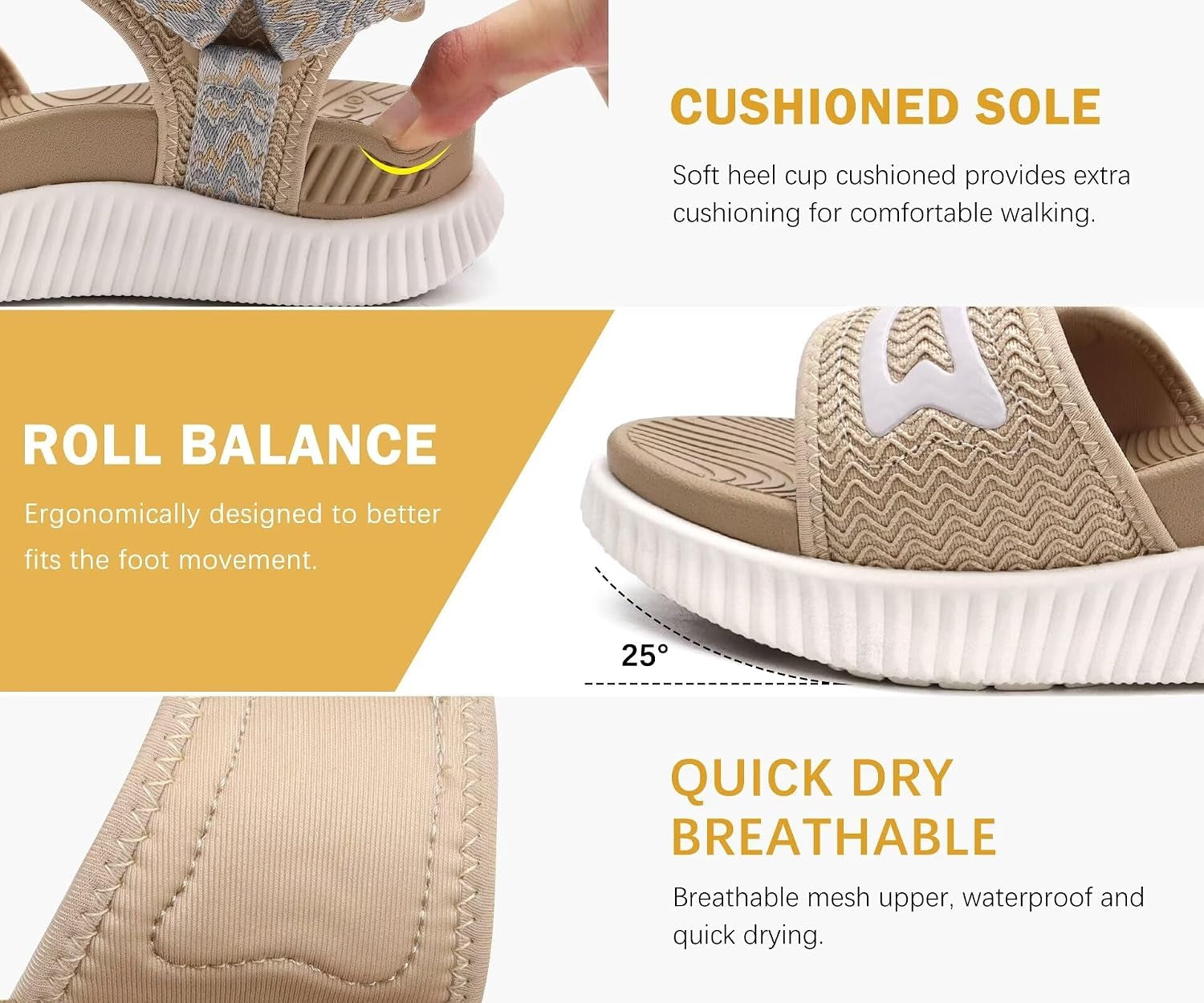 Womens Orthopedic Walking Sandals Ladies Recovery Sport Thick Athletic Cushion Outdoor Hiking Water Sandles Adjustable Strap Sandals with Comfortable Plantar Fasciitis Arch Support