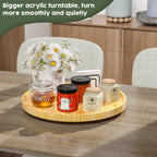 Lazy Susan Organizer, 13.2 Inch Non-Skid Bamboo Turntable | Kitchen Table Cabinets Closets and Kitchen Islands, Wood Turntable for Kitchen Countertop Organizer