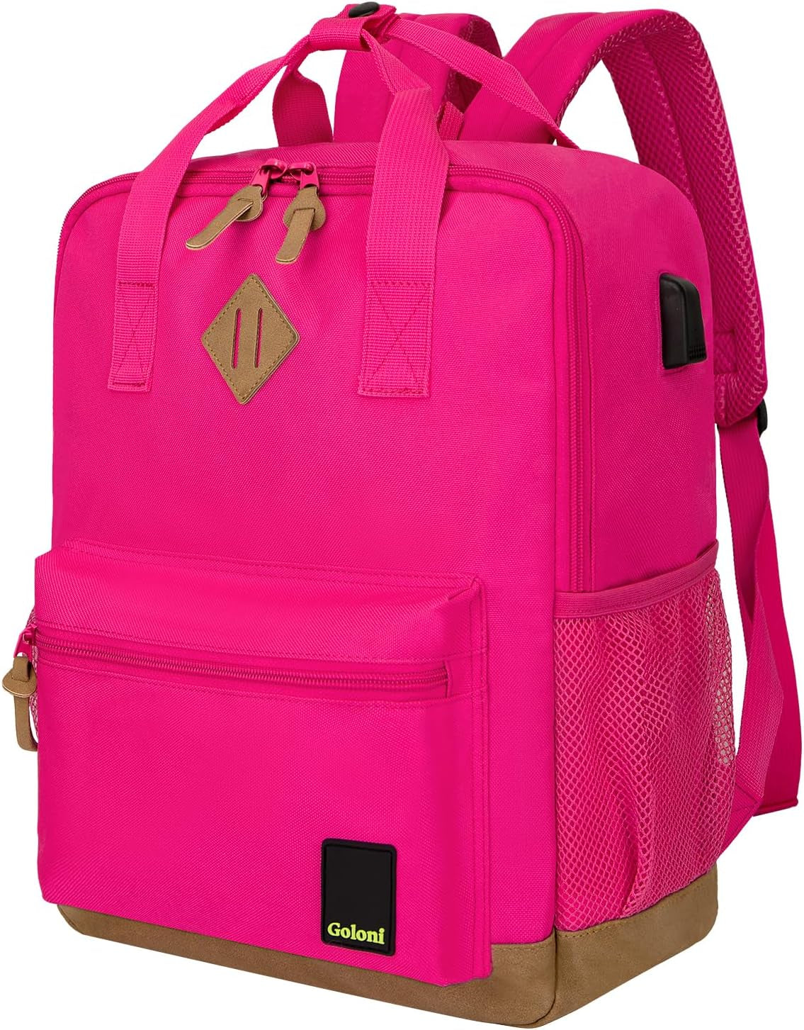 Small Carry on Travel Backpack with USB Charging Port, Lightweight Water Resistant Mini Carry-On Backpack for Men Women, Compact Personal Everyday Backpack,Rose