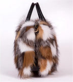 D-01 Luxury Real Fox Fur Handbag for Women Ladies Furry Shoulder Bag Purse Colorful Silver Bags Big Capacity Fashion