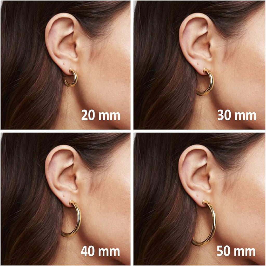 Chunky Gold Hoop Earrings for Women, Lightweight 14K Gold Plated | Gold Hoops, Gold Plated Earrings, Womens Earrings, 14K Gold Hoop Earrings