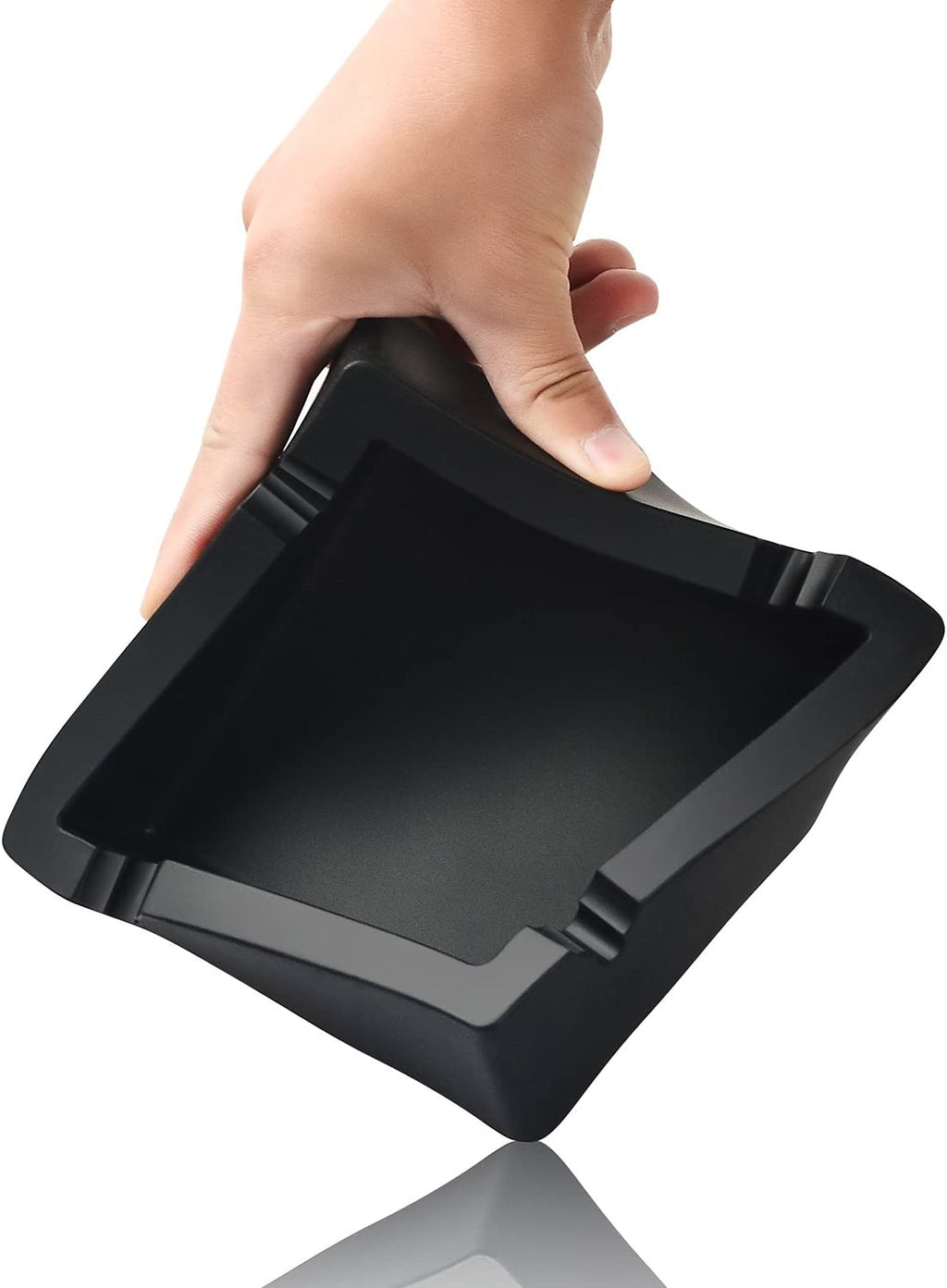 Cigar Ashtray Big Ashtrays for Cigarettes Outdoors Patio Large Black 4 Dual-Use Rest Unbreakable Silicone Cigar Cigarette Ashtray for Outside/Indoor/Home Decor