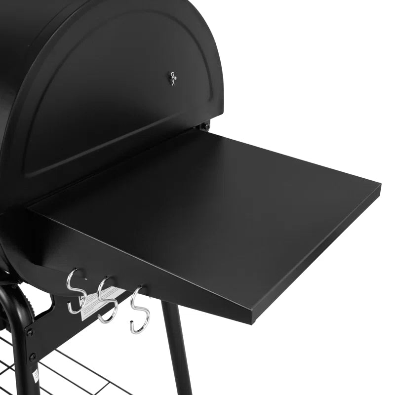 30" Barrel Charcoal Grill with Smoker, Side Table and Cover