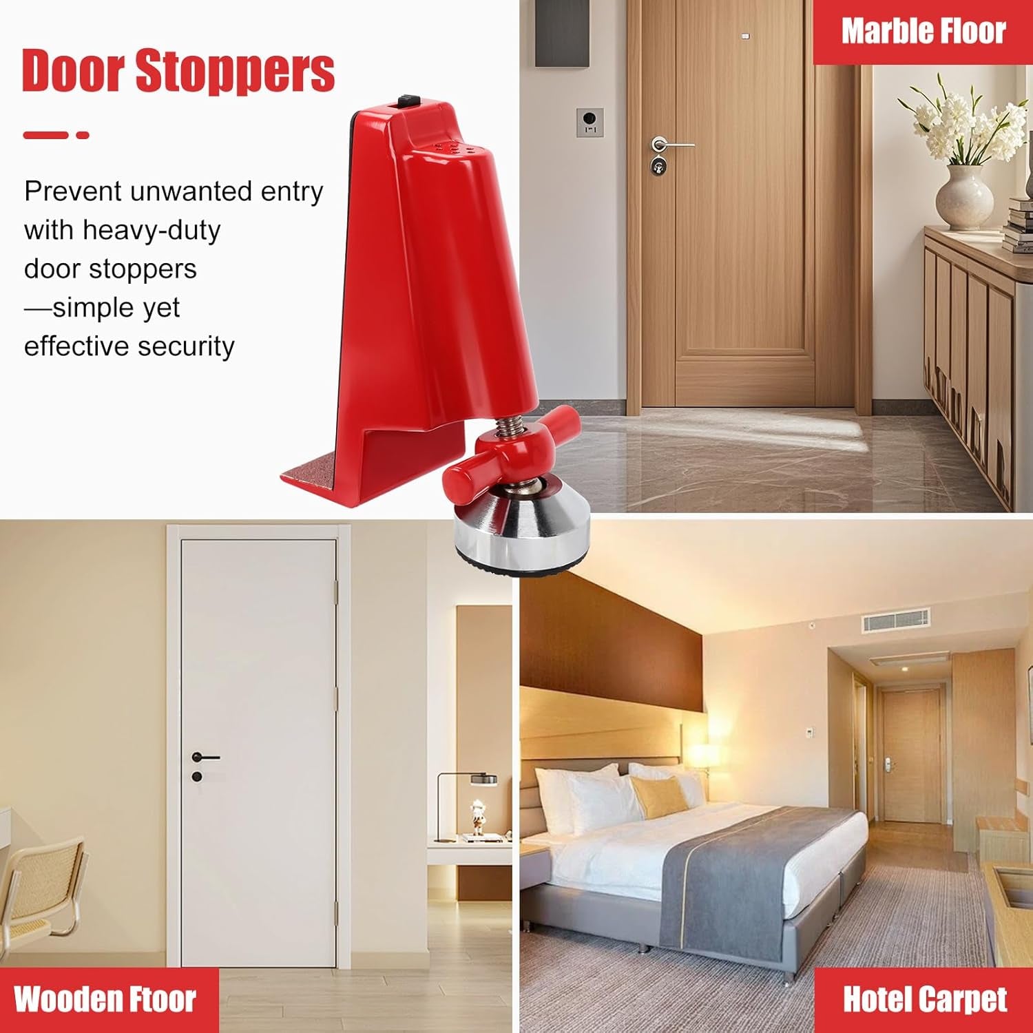 Door Stoppers Security, Portable Door Lock for Travel anti Theft Door Blocker, for Home Security and Personal Protection (Built-In Alarm Device)