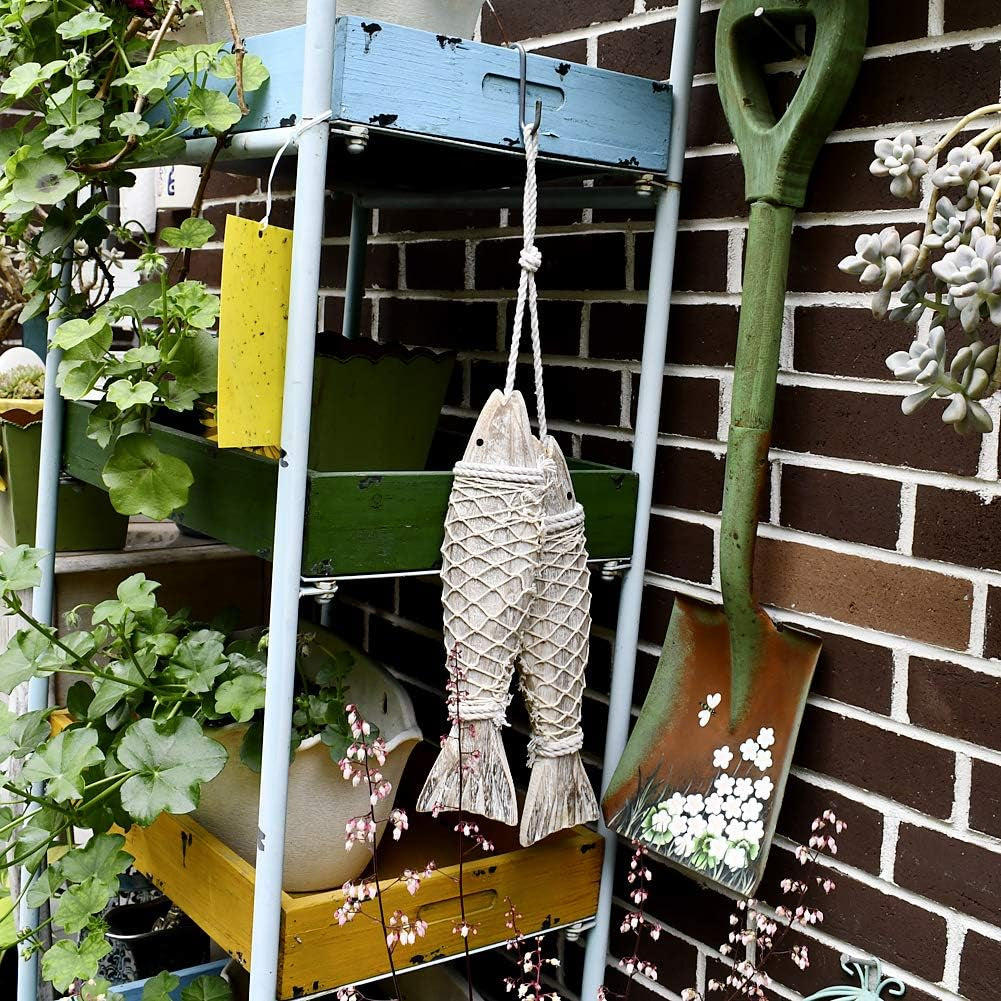 Antique Wood Fish Decor Ornament Wall Hanging Wooden Fish Decoration | Home Nautical Theme Decor