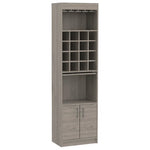 Kava 71" Tall Bar Cabinet with 16 Cubbies, Shelf, Concealable Tray and Double Door