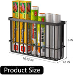 Magnetic Refrigerator Organizer Magnetic Basket Kitchen Organizer Metal Ziplock Bag Storage Organizer (10.25" L X 3.2" W X 6" H, Black)