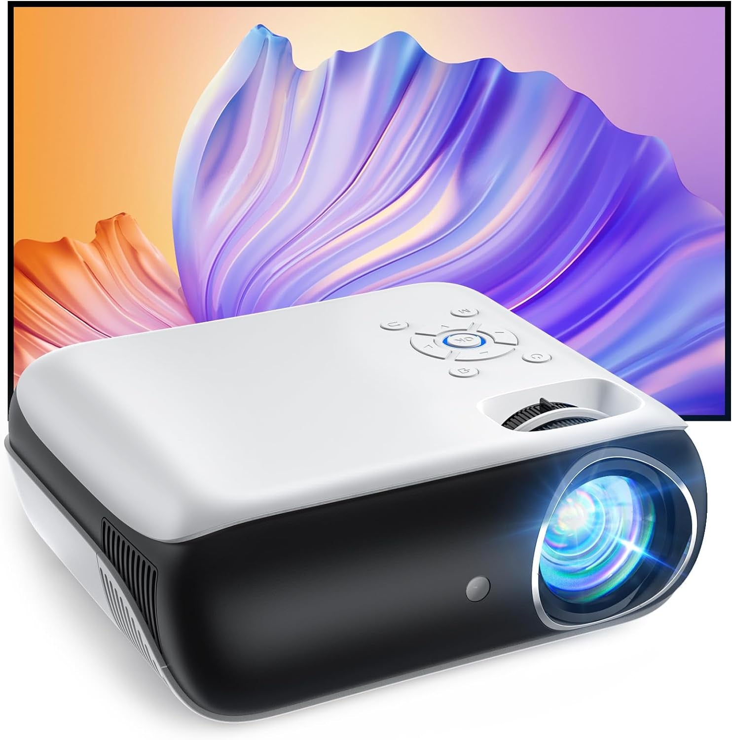 Projector, Native 1080P Bluetooth Projector with 100" Screen, Portable Outdoor Movie Projector, Mini Projector for Home Bedroom, Compatible with Smartphone,Hdmi,Usb,Av,Fire Stick,Ps5