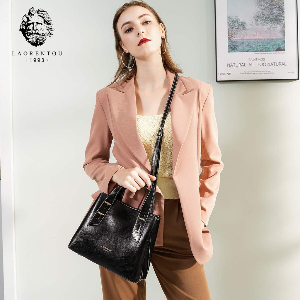 Women Crossbody Handbags Genuine Leather Satchel Handbags for Women Top-Handle Shoulder Tote Purses
