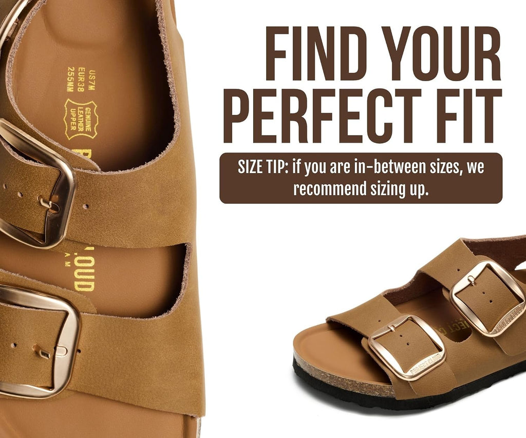 100% Genuine Leather Ankle Strap Footbed Sandals Women (Garda)