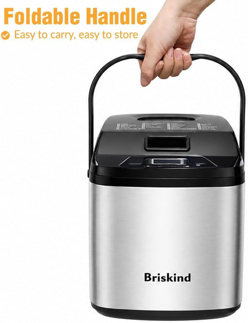 19-In-1 Compact Bread Maker Machine, 1.5 Lb / 1 Lb Loaf Small Breadmaker with Carrying Handle, Including Gluten Free, Dough, Jam, Yogurt Menus, Bake Evenly, Automatic Keep Warm, 3 Crust Color