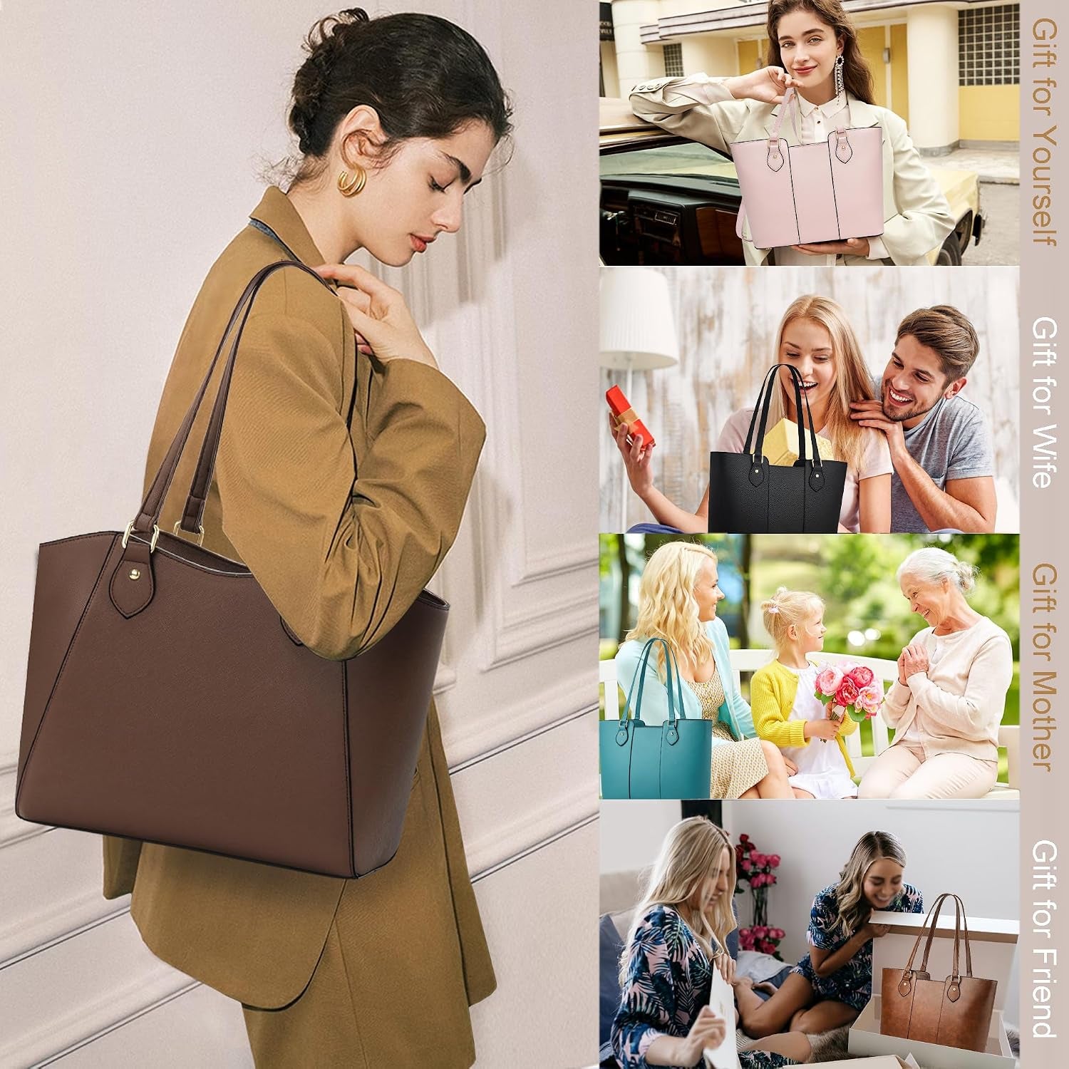 Tote Handbags Purses for Women PU Leather Womens Shoulder Bag | Large Tote Bag for Women, Shoulder Purse, Vegan Leather Purses for Women, Women'S Handbags