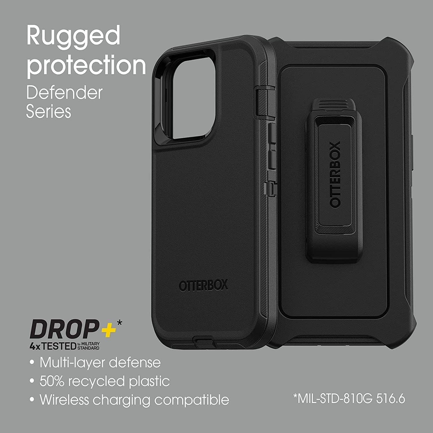 Otterbox Iphone 13 Pro (ONLY) Defender Series Case - Black, Rugged & Durable, with Port Protection, Includes Holster Clip Kickstand