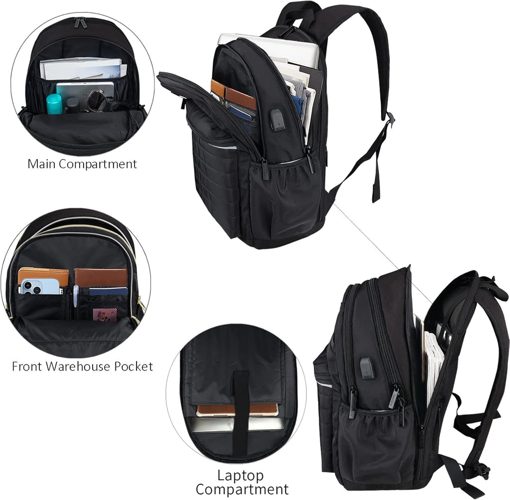 Casual Backpack for Women, Work Backpack for Women, Back Pack for School College, Carry-On Travel Backpacks, Anti-Theft Womens Backpacks, School Bookbag for Girls(Full Black)