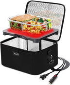 Portable Oven, Electric Lunch Box Food Heater - 12V/24V/110V 3-In-1 Car Food Warmer - Mini Personal Microwave Heated Lunch Box Warmer for Car, Truck, Travel, Office & Home Use - Black