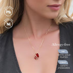 Wish Stone Pendant Necklace with Birthstone Crystal, 18K Rose Gold Plated/Silvertone, 18" + 2"