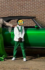 Kids Tuxedo Suits for Boys Jacquard 3 Piece Slim Fit Dress Clothes Wedding Dinner Blazer Vest Pants (Light Green,3 Years)