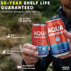 Drinking Canned Water- (24 Cans) 12 Fl Oz (50 Years) Shelf Life for Everyday Hydration, Emergency, Survival Use-Purified via Reverse Osmosis | Plant-Based, BPA Free, Eco-Friendly Packaging, Made in USA-1 Case