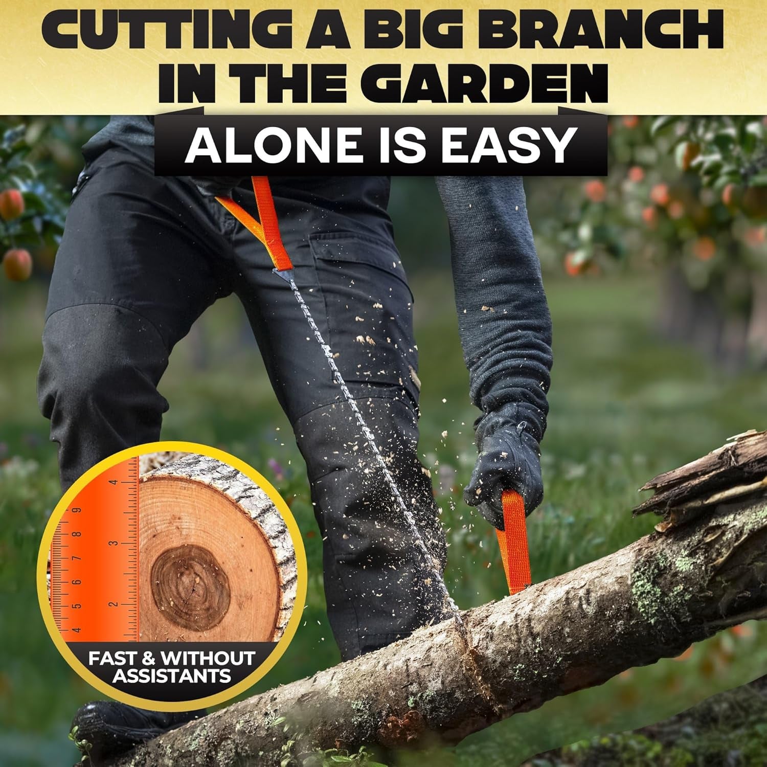 High Limb Rope Saw for Trees, 25.5" Cable Saw with 11 Teeth | Stainless Steel Pocket Chainsaw for Camping, Hiking & Survival Gear, Cuts Branches up to 5 In, Folding Storage Bag Included
