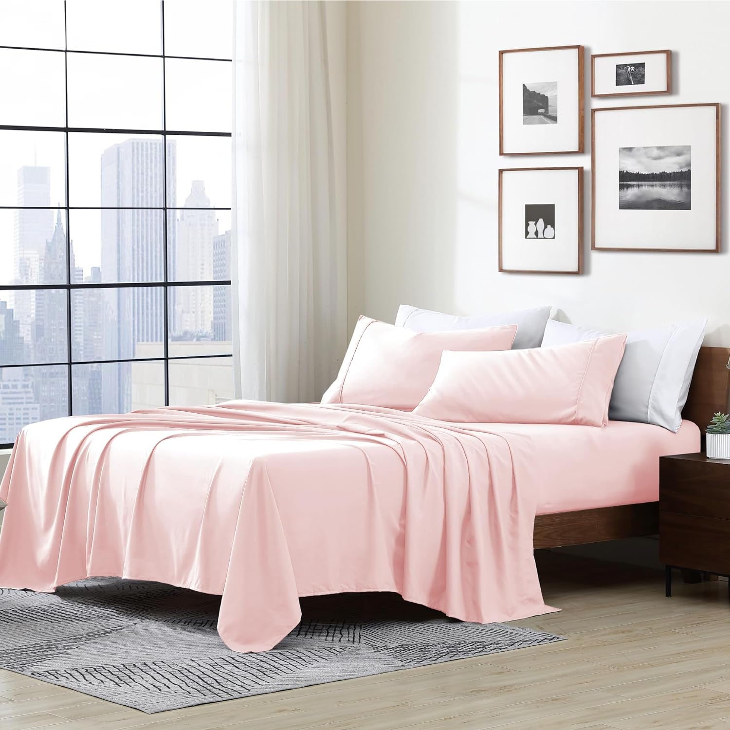 Essentials Ultra Soft Hypoallergenic Wrinkle Resistant Double Brushed Microfiber Bedding Sheet Set, Blush,3 Pcs Twin