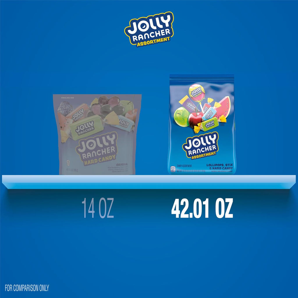 Assorted Fruit Flavored Candy Bulk Bag, 42.01 Oz | Large Bag of Individually Wrapped Hard Candy Lollipops and Sticks, Fruit Flavors for Parties, Work, and Snacks.