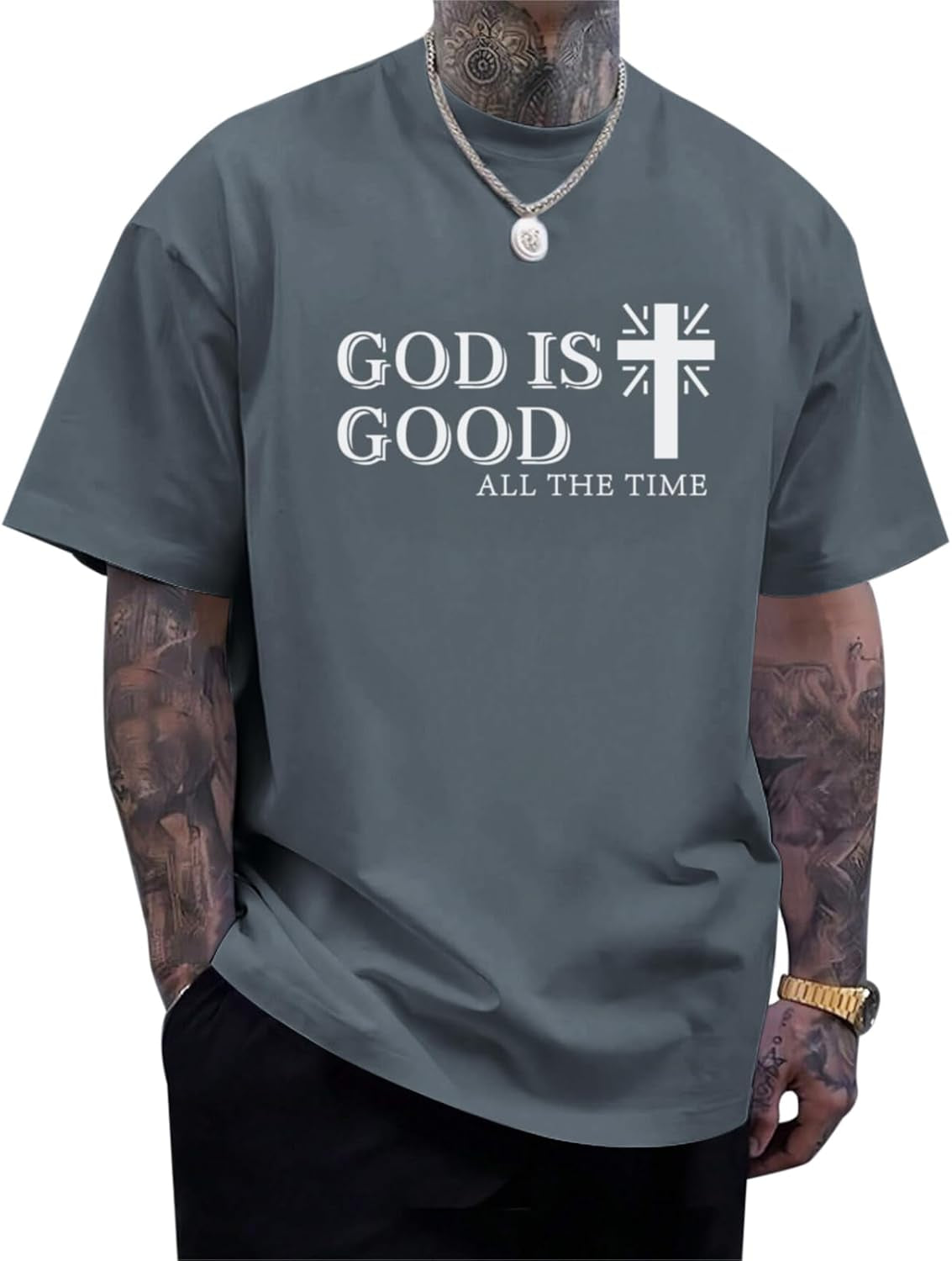 God Is Good Shirt Christian Jesus Cross T Shirts for Men Religious Faith Inspirational Vintage Oversized Graphic Tees