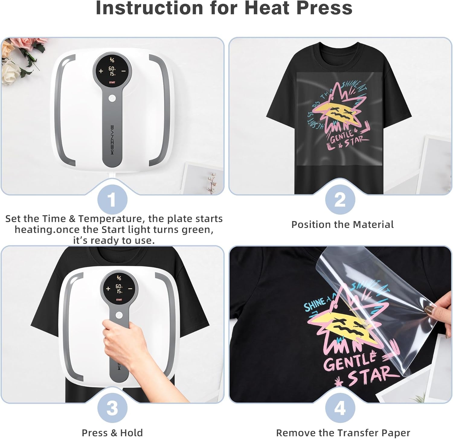 10"X10" Heat Press Machine, Fast Heating with Timer & Auto Shut-Off | DIY Iron-On Transfer Press for Clothes & Bags - Purple 2026 Update