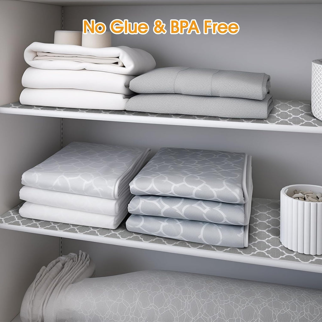 Shelf and Drawer Liner for Kitchen Cabinet Non-Adhesive Non Slip | Thickened Shelf Paper Waterproof Shelves Protector Pantry Liner Cover for Dresser Cupboard Bathroom Gray 23IN X 30FT