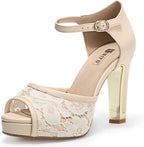 Women'S Platform Peep Toe Chunky High Heels | IN4 Mary Heeled Sandals Dress Wedding Bridal Party Shoes for Women Bride Bridesmaid