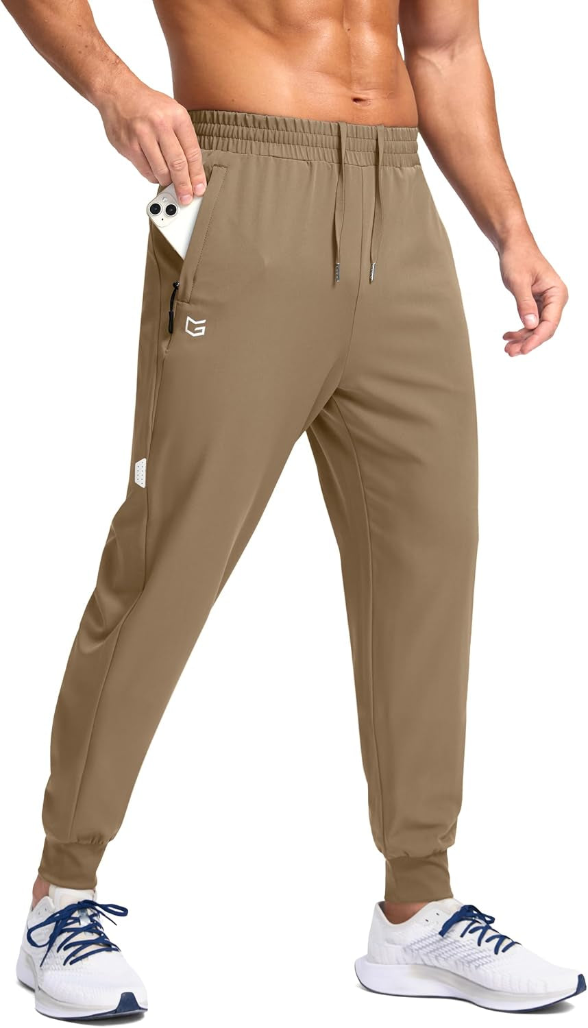Men'S Joggers with Zipper Pockets Lightweight Athletic Workout Pants Quick Dry Sweatpants for Men Running Hiking
