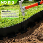 Landscape Edging, 4IN X 66FT Plastic Garden Edging Borders with 100 Spikes, Flexible No Dig Garden Border Kit for Garden, Yard, Flower Bed & Landscaping