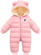 Baby Boy Snowsuit Newborn Girl Winter Coat Toddler Jacket Clothes | Unisex Boys Girls Items Hoodie Toddler Fleece Snow Suits for Infant Jumpsuit Warm Outfits 0-6M, 6-12M, 12-18M,18-24M Options