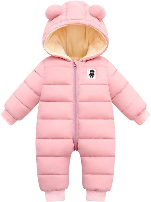 Baby Boy Snowsuit Newborn Girl Winter Coat Toddler Jacket Clothes | Unisex Boys Girls Items Hoodie Toddler Fleece Snow Suits for Infant Jumpsuit Warm Outfits 0-6M, 6-12M, 12-18M,18-24M Options