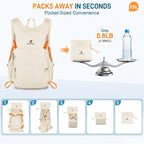 15L Hiking Backpack Lightweight Travel Backpacks Water-Resistant Daypack Fits Cycling Helmets for Men Women for Daily Outdoor Camping, Beige