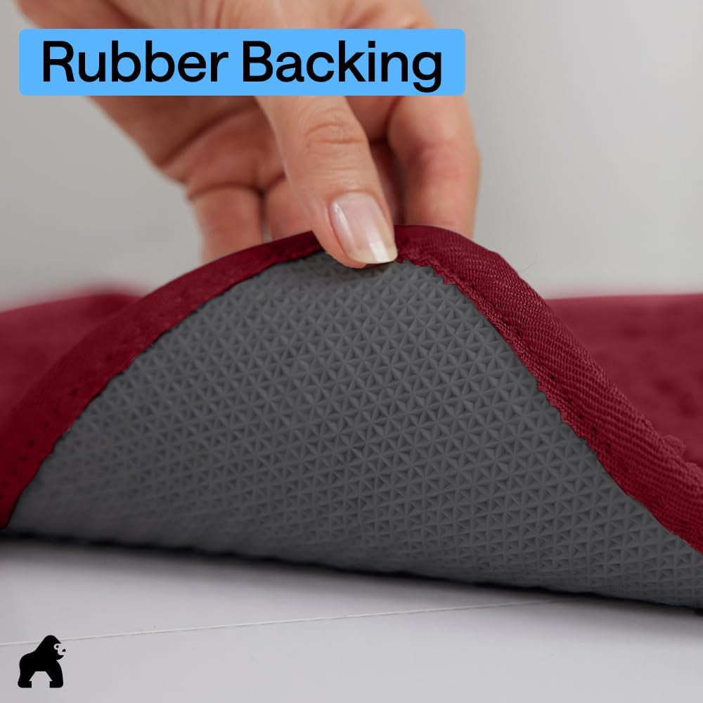 GORILLA GRIP Soakstopper Dog Door Mat, 60X36 Machine Washable Rug Absorbent Doormat Captures Moisture Mud Dirt, Quick Dry Soft Chenille Entryway Rugs Indoor Entrance Mats for Dog Paws, Burgundy