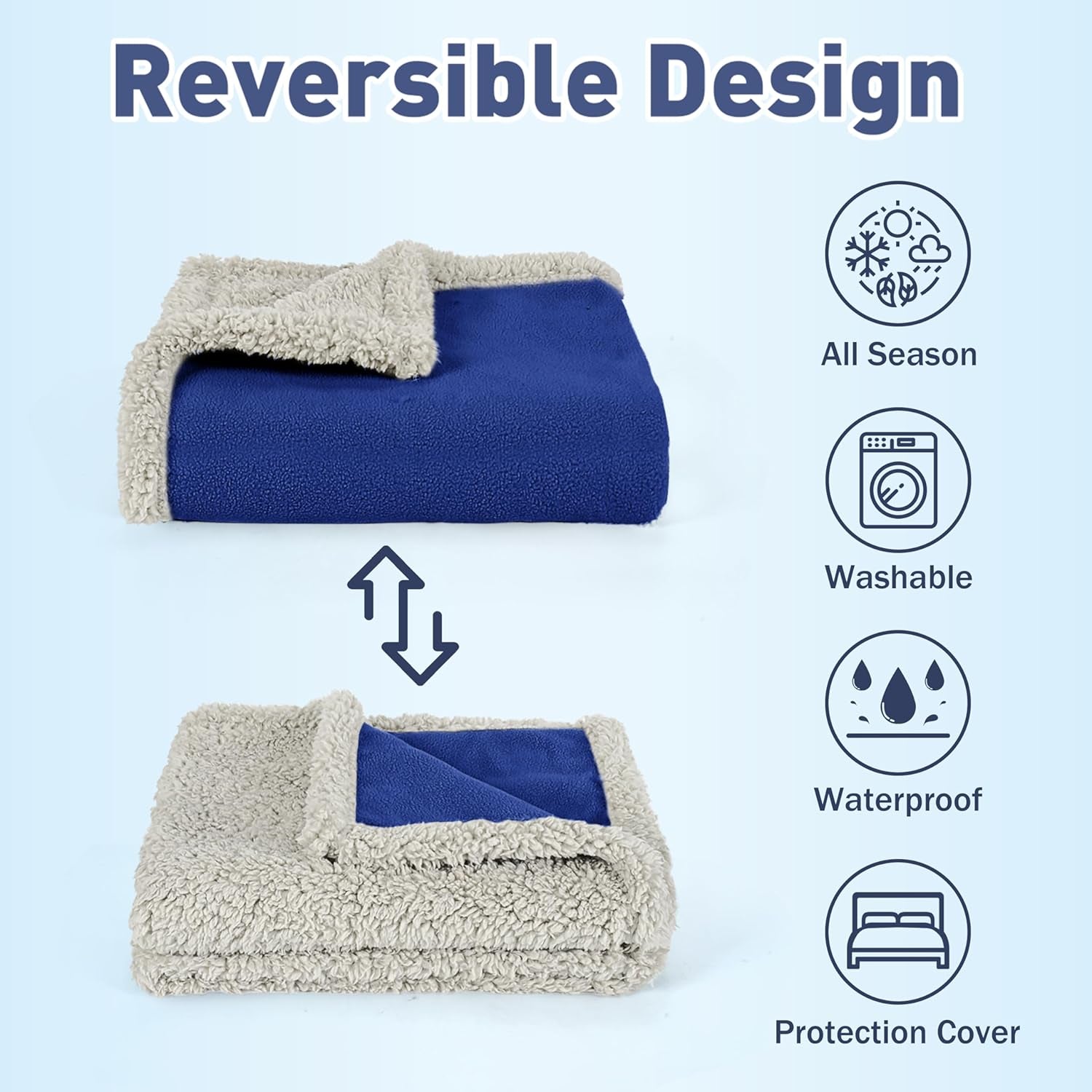 Waterproof Reversible Pet Blanket for Small Dogs | 30 X 50 Inch, Washable Pet Protector for Sofa, Couch, Crates and Car Seats, Guards against Fur, Dirt and Everyday Spills