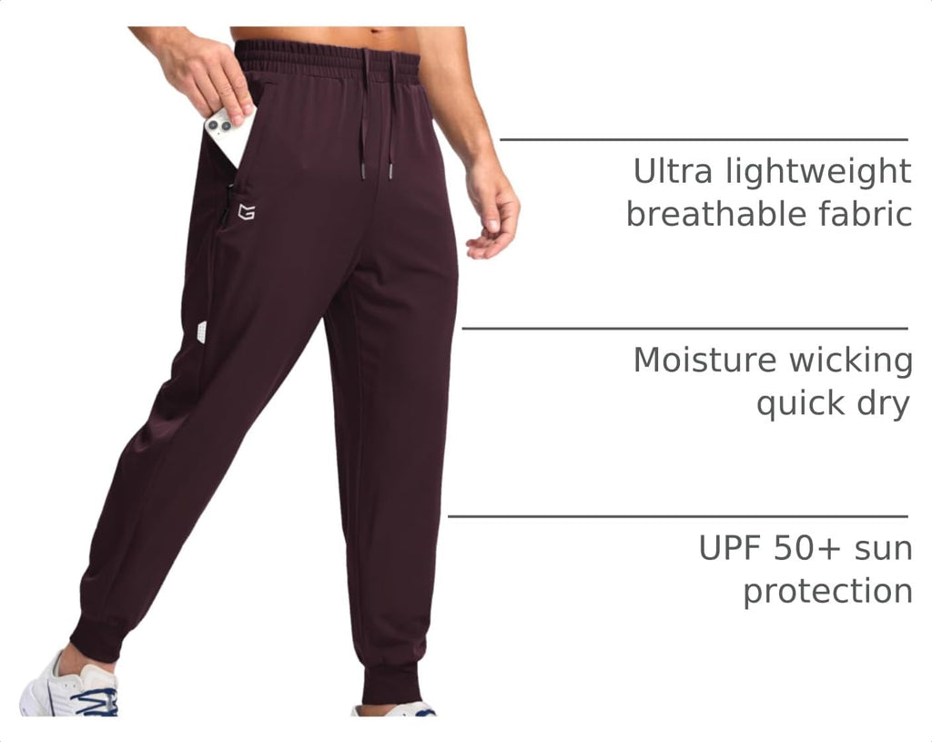 Men'S Joggers with Zipper Pockets Lightweight Athletic Workout Pants Quick Dry Sweatpants for Men Running Hiking