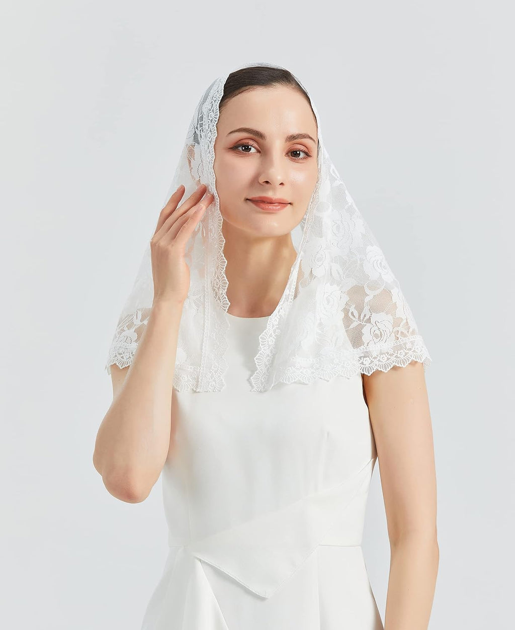 Lace Mantilla Veil Soft and Comfortable 7 Colors Spanish Style Rose Lace Veil Head Covering D Shape