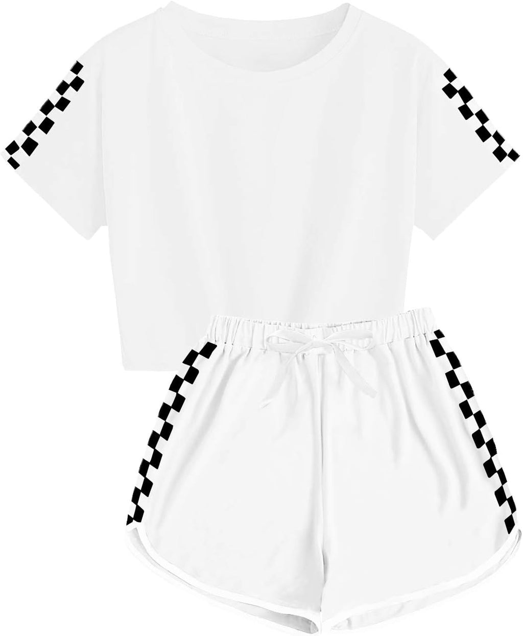 Kids Summer Sport T-Shirt and Shorts Set Plaid Print Clothing Sets Tracksuit