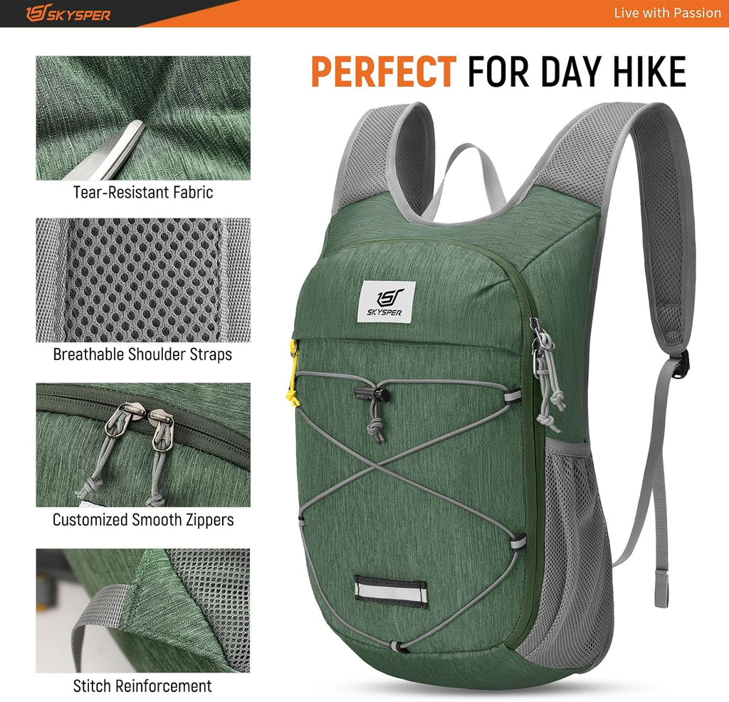 Foldable Hiking Backpack - 10L/15L Small Lightweight Daypack Breathable Travel Backpacks