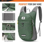 Foldable Hiking Backpack - 10L/15L Small Lightweight Daypack Breathable Travel Backpacks