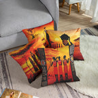 Linen Throw Pillow Covers Set of 4, 18 X 18 Inch, African Ethnic | Tribe Lady Lips, Outdoor Decorative Square Pillow Cases Couch Cushion Case for Couch Bed Sofa Living Room Home Decor