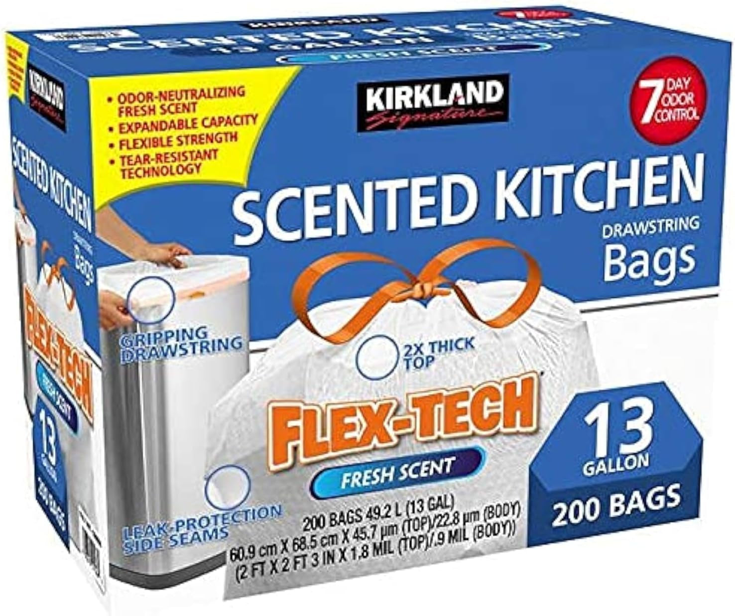 13-Gallon Scented Kitchen Trash Bags, 200-Count (200-Pack)