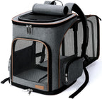 Pet Carrier Backpack Expandable Cat Backpack Carrier for Small Dogs Large Cats Puppies, Dog Backpack Carrier for Hiking Travel Outdoor Hold Pets up to 20 25 Lbs, Grey